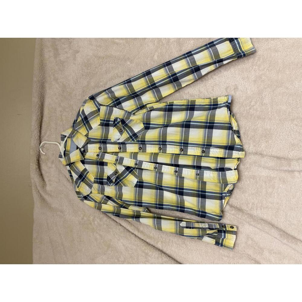 American Eagle Vintage Fit Yellow Plaid Button-Up Shirt S/P